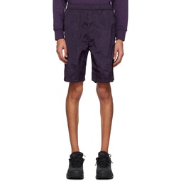 Purple Concealed Drawstring Shorts 231828M193016
