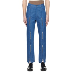 Blue Zip Jeans 231865M186000