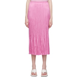 Pink Crinkled Column Midi Skirt 231875F092007
