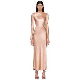 Gold Ren Long Sleeve Maxi Dress 231880F055027
