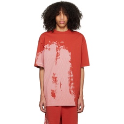 Red Brushstroke T Shirt 231891M213024