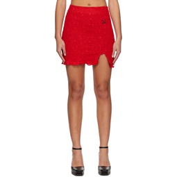 Red Textured Miniskirt 231899F090004