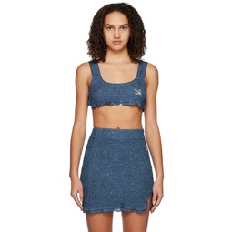 Blue Cropped Tank Top 231899F111005