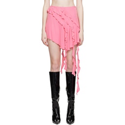 Pink Ruffled Miniskirt 231901F090026