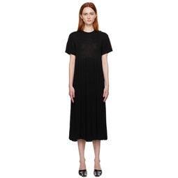 Black Pleated Maxi Dress 231909F055000