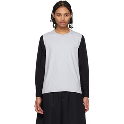 Gray   Black Paneled Long Sleeve T Shirt 231935M213001