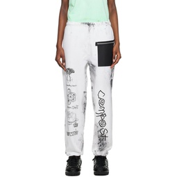 White Smudged Lounge Pants 231944F086001