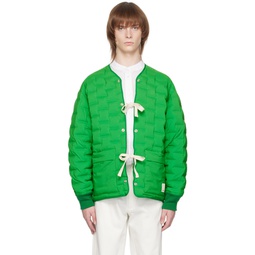 Green Quilted Down Jacket 231951M180013