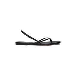 Black Wishbone Flat Sandals 231997F124007