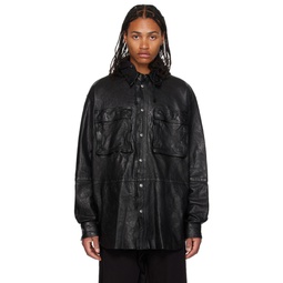 Black L Sphinx Leather Jacket 232001M181007