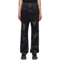 Black Distressed Jeans 232003M186009