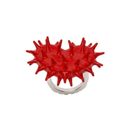 Silver   Red Spiky Heart Ring 232014M147001