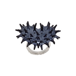 SSENSE Exclusive Silver   Black Spiky Heart Ring 232014M147002