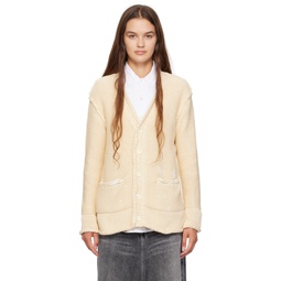 Off White Rolled Cardigan 232021F095003
