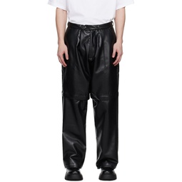 Black Zip Panel Leather Pants 232025M191002