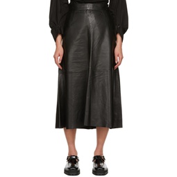 Black Aria Leather Midi Skirt 232030F092001