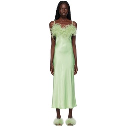 Green Feather Slip Dress 232031F054000