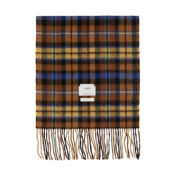 Blue   Brown Check Scarf 232039F028001