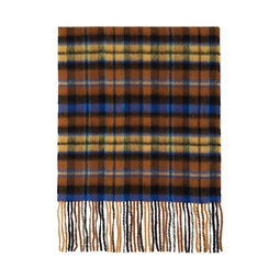 Brown   Blue Check Scarf 232039M150003