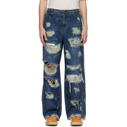 Blue Distressed Jeans 232039M186000