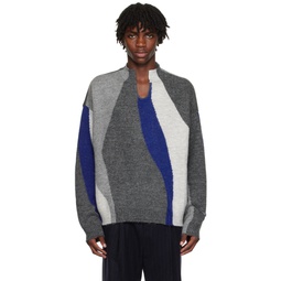 Gray Intarsia Sweater 232039M201005