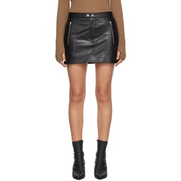 Black Nora Faux Leather Miniskirt 232055F090002