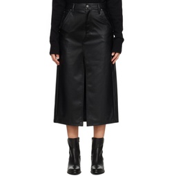 Black Sid Faux Leather Midi Skirt 232055F092003