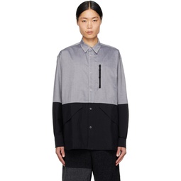 Gray   Black Paneled Shirt 232057M192009
