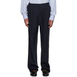 Navy Pleated Trousers 232076M191009