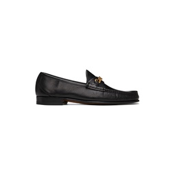 Black York Chain Loafers 232076M231009