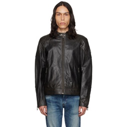 Black Outlaw Leather Jacket 232084M181005