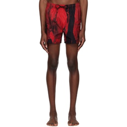 Red Printed Swim Shorts 232084M193001