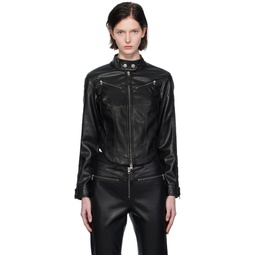 Black Vivienne Faux Leather Jacket 232088F063001