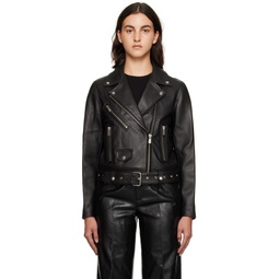 Black Benjamin Moto Leather Jacket 232092F064000