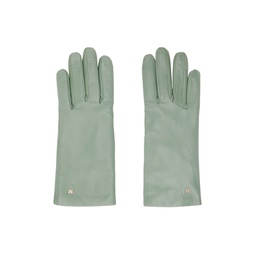 Green Nappa Leather Gloves 232118F012009