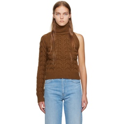 Brown Single Shoulder Sweater 232118F099013