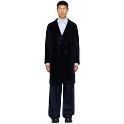 Navy Double Breasted Coat 232118M176021