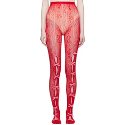 SSENSE Exclusive Red Bowknot Fishnet Tights 232119F076000