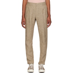 Brown Pleated Trousers 232128M191002