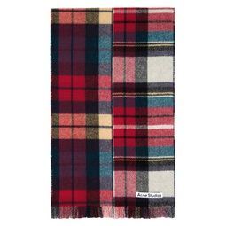 Red   Blue Mixed Check Scarf 232129F028023