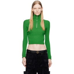 Green Half Zip Sweater 232129F097015