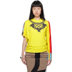 Yellow Colorblock Long Sleeve T Shirt 232137F110000