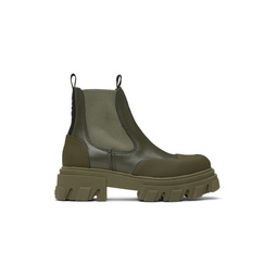 Khaki Cleated Low Chelsea Boots 232144F113013