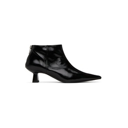 Black Soft Pointy Ankle Boots 232144F113017