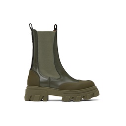 Khaki Cleated Chelsea Boots 232144F114015