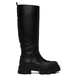 Black Cleated Tubular Boots 232144F115011