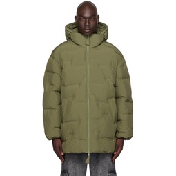 Green Quilted Puffer Coat 232144M178001