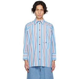 Blue Striped Shirt 232144M192002