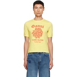 Yellow Printed T Shirt 232144M213027