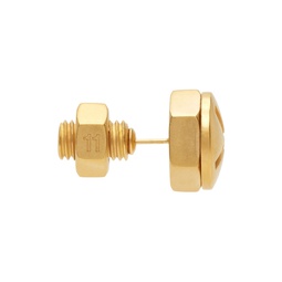 Gold Oversize Nuts   Bolts Single Earring 232168F022011